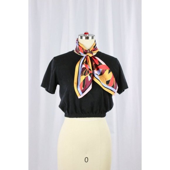 ANN TAYLOR Red Purple Yellow Blue Lily Floral Print Silk 25" x 25" Square Scarf - Picture 11 of 13